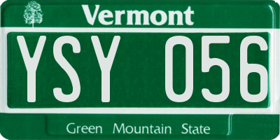 VT license plate YSY056
