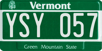 VT license plate YSY057