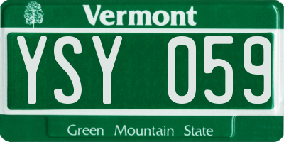 VT license plate YSY059