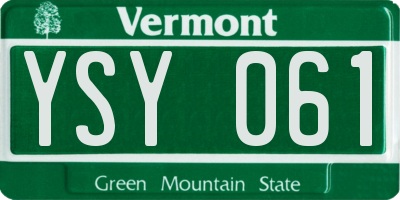 VT license plate YSY061