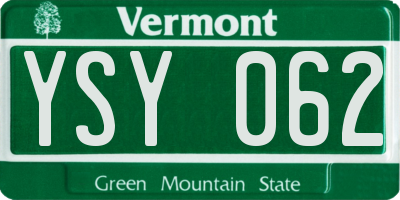 VT license plate YSY062