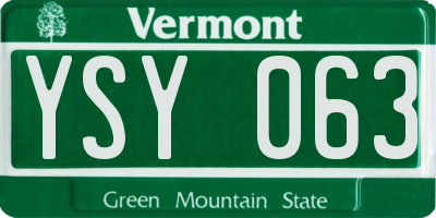 VT license plate YSY063