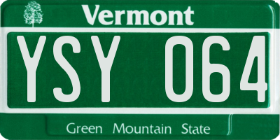 VT license plate YSY064