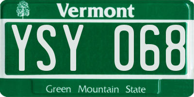 VT license plate YSY068