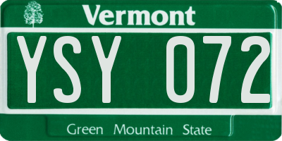VT license plate YSY072