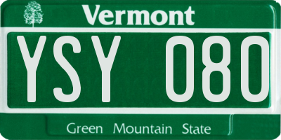 VT license plate YSY080