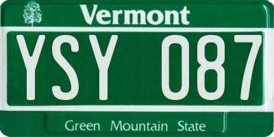 VT license plate YSY087