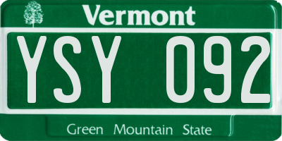 VT license plate YSY092