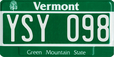 VT license plate YSY098