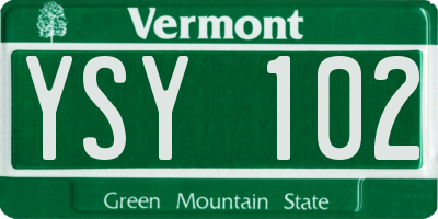 VT license plate YSY102