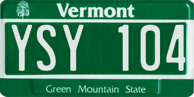 VT license plate YSY104
