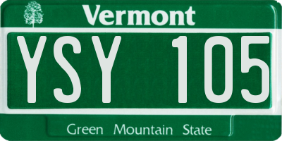 VT license plate YSY105