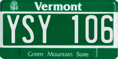 VT license plate YSY106