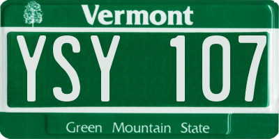 VT license plate YSY107