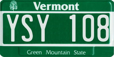 VT license plate YSY108