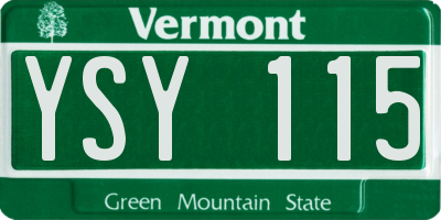 VT license plate YSY115