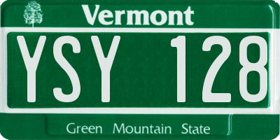 VT license plate YSY128