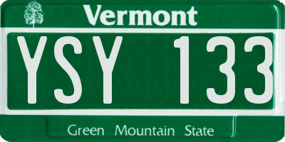 VT license plate YSY133