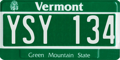 VT license plate YSY134