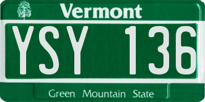 VT license plate YSY136