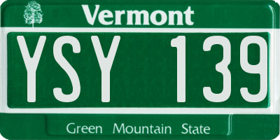VT license plate YSY139