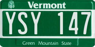 VT license plate YSY147