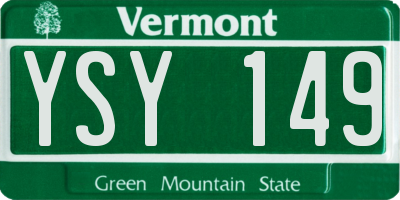 VT license plate YSY149