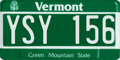 VT license plate YSY156