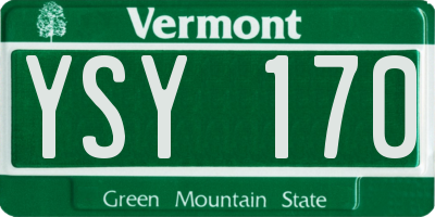 VT license plate YSY170