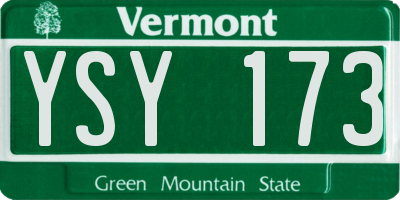 VT license plate YSY173