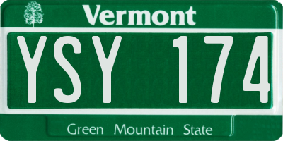 VT license plate YSY174