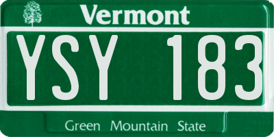 VT license plate YSY183