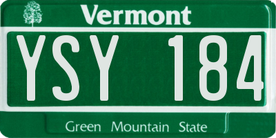 VT license plate YSY184
