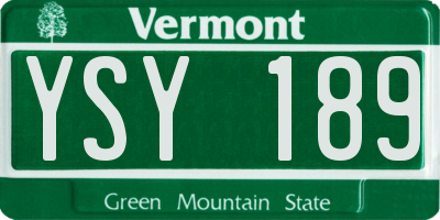 VT license plate YSY189