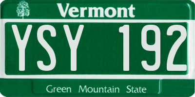 VT license plate YSY192