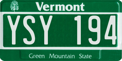 VT license plate YSY194
