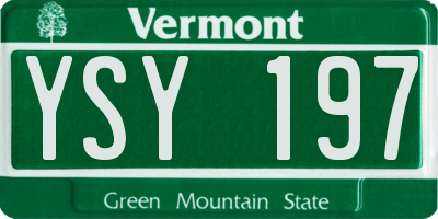 VT license plate YSY197