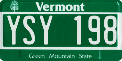 VT license plate YSY198