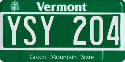 VT license plate YSY204