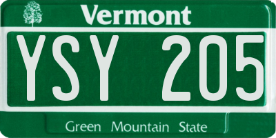 VT license plate YSY205