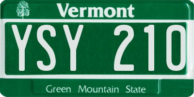 VT license plate YSY210