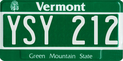 VT license plate YSY212