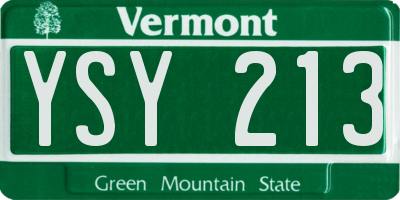VT license plate YSY213