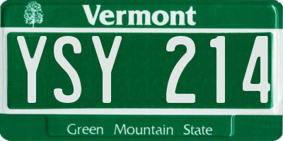VT license plate YSY214