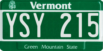 VT license plate YSY215