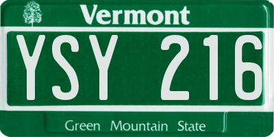 VT license plate YSY216