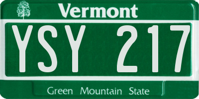 VT license plate YSY217