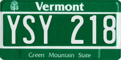 VT license plate YSY218