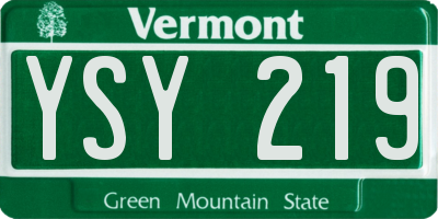 VT license plate YSY219