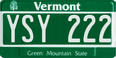 VT license plate YSY222
